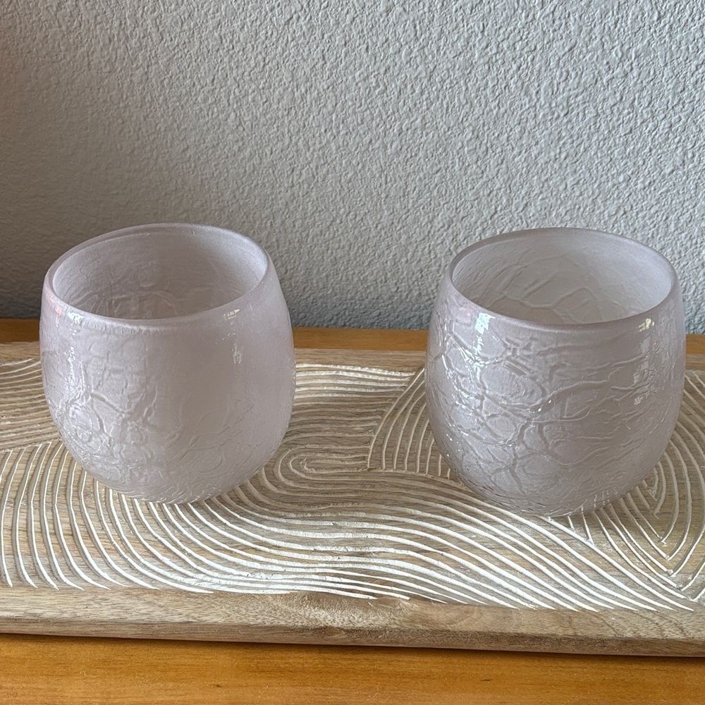 Pair of Frosted Glass Candle Holders